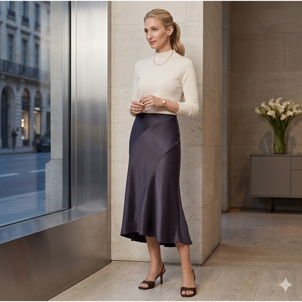 Tori Richard black silk skirt quiet luxury Carolyn Bessette style Size 14